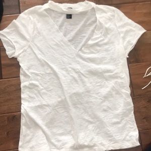 White cut out neck t-shirt
